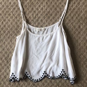 White embroidered crop top